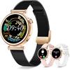Iaret Smartwatch Donna Piccolo, 1.27 Smart Watch Rotondo 41mm, Orologio Digitale Elegante con Contapassi, 100+ Modalità Sportive, Cardiofrequenzimetro, Sonno, Compatibile iOS Android (Oro Nero)