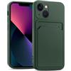 Verco Custodia per iPhone 15 Plus, in silicone, con scomparto per carte di credito, sottile, per iPhone 15 Plus, colore: verde militare
