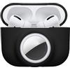 kwmobile Custodia 2 in 1 compatibile con Apple Airpods Pro (1.Gen) e AirTag - Cover Cuffie Bluetooth - Protezione in Silicone con Moschettone - nero