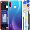 LUVSS Coperchio Copribatteria Scocca Vetro Posteriore Imposta per Huawei P30 Lite (Blu)