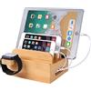 MOZOWO Supporto da tavolo in legno di bambù per la ricarica della stazione di ricarica del caricabatterie compatibile con iPhone 12 11 Pro Max XS XR X 8 Plus iPad Apple Watch 2 3 4 iWatch smartphone e tablet