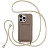 ZTOFERA Custodia a tracolla per iPhone 14 Pro Max con porta carte, custodia per telefono in morbido silicone liquido con cinturino regolabile per il collo collana con cordino antiurto