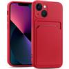 Verco Custodia per iPhone 15 Plus, in silicone, con scomparto per carte di credito, sottile, per iPhone 15 Plus, colore rosso