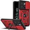 ESTH® Custodia per OnePlus 10T con Custodia per Fotocamera Scorrevole e Supporto ad Anello [Cover Paraurti Compatibile con Supporto Magnetico per Auto], Rosso