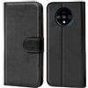 Verco custodia per OnePlus 7T, Case per OnePlus 7T Cover PU Pelle Portafoglio Protettiva, Nero