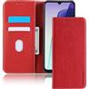 binandteam Cover per Xiaomi Redmi 14C 4G / Redmi A4 5G (6.88),Premium Custodia a Libro in Pelle PU Magnetica Flip Wallet Supporto Portafoglio Case - Rot