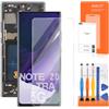 AGCUT Schermo LCD OLED per Samsung Note 20 Ultra 5G LCD Display Touch Screen Assembly con Riparazione, per Samsung Note 20 Ultra 5G N986B N986U 6,9 (nero con telaio, supporto impronte digitali)