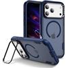 IMEIKONST Cover Magnetica per iPhone 17 Pro con Supporto Obiettivo in Metallo, TPU + PC 3-in-1 Militare Grado Protezione Antiurto Armor Matte Traslucida Custodia per iPhone 17 Pro. Blu HYF