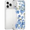 Guxira Cover Protettiva per iPhone 17 Pro, Carino Antiurto Trasparente Silicone Custodia Floreale Design Cover Antipolvere Protettiva Case - Fiore Blu