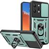 ESTH® Cover per Xiaomi Redmi 12 4G/Redmi 12 5G con Custodia per Fotocamera Scorrevole e Supporto ad Anello [Custodia Paraurti Compatibile con Supporto Magnetico per Auto], Verde