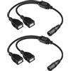 RIIEYOCA Cavo di alimentazione DC a 2 USB-A, 0,3 m, confezione da 2 (DC3515 a 2 USB A) (DC5521)