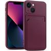 Verco Custodia per iPhone 15 Plus, in silicone, con scomparto per carte di credito, sottile, per iPhone 15 Plus, colore: viola lampone