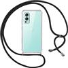 Pnakqil Custodia Cordino Cover per OnePlus Nord 2 5G 6.43 Girocollo Collana Cordoncino Collo Cordini Cordino Tracolla Catena Silicone Protettiva Trasparente Custodia per 5G OnePlus Nord 2 Cover, Nero