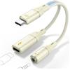 ZEENVIC Adattatore USB-C Jack e Ricarica, 2 in 1 Adattatore Cuffie Aux USB C 3.5mm Ricarica Rapida da PD 60W con DAC, per iPhone 16 Pro Max, Samsung Galaxy S24 Ultra S23, Huawei P40