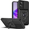 ESTH® Custodia per OPPO A17 con Custodia per Fotocamera Scorrevole e Supporto ad Anello [Cover Paraurti Compatibile con Supporto Magnetico per Auto], Nero