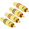 PNGKNYOCN RCA Audio Plug,AV stereo placcato oro maschio adattatore audio senza saldatura a molla coassiale per la conversione tra le interfacce dei dispositivi audio(4-Pack)