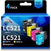 colorfly LC521 Cartucce d'inchiostro Compatibile per Brother LC521 LC521XL LC 521 LC521VAL Compatibili con Brother DCP-J1260W, DCP-J1310DW, DCP-J1313DW, DCP-J1360DW, DCP-J1460DW,4 Pack with chip