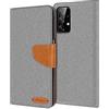 Verco Samsung A72 Custodia per Cellulare, Caso Tessuto per Samsung Galaxy A72 Cover Tessilo Portafoglio Case, Grigio