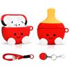 LEWOTE Compatibile con Apple Airpods 4 Case protettiva divertente 3D Cartoon Cover Cover con portachiavi [Sport Series] (Table Tennis Racket)