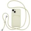 ZTOFERA Custodia a tracolla per iPhone 13/iPhone 14 con porta carte, custodia per telefono in morbido silicone liquido con cinturino regolabile per il collo collana antiurto custodia protettiva -