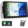 Inefala Autoradio Bluetooth 2 Din Compatibile con Wireless Carplay Android Auto 7 Pollici Touchscreen Stereo Auto Supporta Bluetooth/Mirror Link/FM Radio/2 USB/Tipo-C/EQ con Telecamera Posteriore