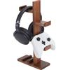 UNICRAFTALE Supporto per controller con supporto per cuffie in legno Supporto per controller da gioco marrone Supporto per controller per interruttore Supporto per cuffie con organizer per gli amanti