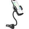 SOAIY 3in1 Supporto smartphone per auto Porta cellulare auto con Doppia USB di ricarica rapida QC3.0 e Braccio Regolabile 360° Visualizza la tensione e la corrente adatto iPhone, Samsung, Huawei ecc