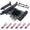 Xdingjiala Scheda di espansione PCIe SATA 6 porte 1X, Scheda controllore SATA III 6 Gbps, con 6 cavi supporto SSD e HDD per Windows XP / 7/8/10 / Linux