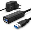 RSHTECH Cavo di prolunga USB 3.0, 15 m, con alimentatore di rete da 10 W (5 V/2 A), 5 Gbps, cavo di prolunga attivo Super Speed USB 3.0, con estensione chipset, amplificatore di segnale, ripetitore