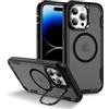 IMEIKONST Cover Magnetica per iPhone 14 Pro con Supporto Obiettivo in Metallo, TPU + PC 3-in-1 Militare Grado Protezione Antiurto Armor Matte Traslucida Custodia per iPhone 14 Pro. Nero HYF