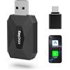 Azmall Wireless CarPlay Adapter, 3 X Connessione Auto più veloce & Nessuna latenza, Plug & Play, Bluetooth 5.3 & WiFi 6, iOS 10+/Android 10+, 927+ Auto, USB-A (Nero, Compatibilità duale per Apple e Android)