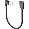 PNGKNYOCN Cavo di prolunga USB 3.0 a 90 gradi, cavo dati corto USB 3.0 ad angolo retto da maschio a femmina, per laptop, stampanti, flash drive, ecc. (0,3 m) (curva a destra)