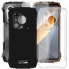KJYFOANI per Blackview BL7000 Cover e 2 Pezzi Pellicola Vetro Temperato, Morbido Silicone TPU Bumper Case Antiurto Custodia per Blackview BL7000 (6.78) - Nero + Trasparente
