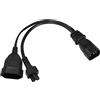 YACSEJAO Cavo di alimentazione IEC C14 a C5 + Euro, 2 in 1 IEC C14 maschio a IEC 5 femmina e presa Euro (CEE 7/16) per TV PC, monitor monitor, proiettore, 1FT 30 cm