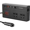 HISUEKIG 200 W Inverter per Auto, Convertitore 12 V a 110 V CC a CA con Adattatore per Presa Auto USB-C a 4 Porte, Supporta Solo Spine a 2 pin, Porte Rapide, per Veicoli, Laptop, Telefoni, Accendisigari