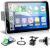 VECHTEL Autoradio 1 Din con Carplay Android Auto senza Fili, 10'' HD IPS Schermo Tattile Ruotabile Manualmente Stereo Auto con Bluetooth 5.2 Mirror Link Radio FM/RDS USB/Tipo-C Telecamera Posteriore