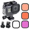 GEPULY Custodia impermeabile per GoPro Hero 8 nero con 4 filtri subacquei, custodia subacquea da 60 m, con filtri rossi, snorkeling, magenta, Close-up per GoPro Hero 8 fotocamera nera