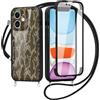 Yirlbey 360 Gradi Cover per iPhone 11 6,1'' con Cordino, Aesthetic Camo Modello Design Trasparente Silicone Case Corda con Regolabile Laccio Antiurto Antigraffio Bumper Protezione Custodia, Nero