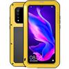 FONRESTutto il Corpo Custodia per Huawei P30, Love Mei 6,1-pollice Robusto Ibrido Alluminio Metallo Antiurto Antipolvere Cover con vetro temperato, Supporta la Ricarica Wireless (Giallo)