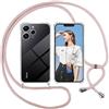ISOI Cover con Cordino per Xiaomi Redmi 12, Custodia Trasparente con Collana Tracolla Laccio Collo Ultra Sottile Morbido TPU Silicone Antiurto AntiGraffio Antiscivolo Case, Rosa