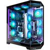 MUSETEX CASE PC, Progettazione dell'installazione verticale della GPU, 5 ventole PWM ARGB preinstallate, 360MM RAD Support, ATX Mid-Tower Gaming PC con Type-C, vetro panoramico 270°, nero (GR3)