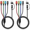 Minlu 4 in 2 Multi Cavo di Ricarica, Cavo USB Multiplo con Trasferimento Dati [2 Pezzi 3 m] Cavo di Ricarica Rapida Intrecciato,USB A/C a Lightning/Tipo C/Micro per iPhone/Galaxy/Android/Tablet