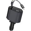 Horktrust 4 in 1 caricatore da auto retrattile 6A 120W super veloce - Accendisigari USB C - Cavo retrattile tipo C-Horktrust compatibile con iPhone PD, Android e altri dispositivi