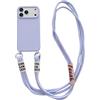 Emlivi Custodia per iPhone 17, in silicone, con cordino da appendere, con elegante fascia per iPhone 17, lavanda