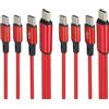 AAOTOKK 4Piede USB C Maschio a 3Type C Maschio Nylon intrecciato multi porta 3 in 1 cavo di Ricarica,con Un'uscita Massima di 2A.Compatibile con telefoni cellulari/Android,Huawei,Samsung(2Pezzi/Rosso)