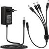 Tonton DC 12V 2A Adattatore di alimentazione per telecamera CCTV Spina UE (nero) Adattatore di alimentazione per CCTV DVR/telecamera + 1 a 4 Y Splitter Cavo DC 12V Splitter da 1 femmina a 4 maschi