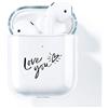 AKABEILA Cover AirPods Silicone Trasparente Cover Custodia Protettiva per AirPods 2 & 1 [LED Frontale Visibile] Carino Modello Protettiva, Ti amo