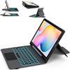 ROOFEI Custodia per Samsung Galaxy Tab S6 Lite 10,4 pollici 2024/2022/2020 con tastiera QWERTZ: illuminazione a 7 colori tastiera con trackpad, custodia all-in-one con portapenne per Galaxy Tab S6