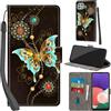 Haninsuze Cover per Samsung Galaxy A22 5G Custodia Cover Pelle Libro Portafoglio con Porta Carte Magnetica Protezione Antiurto Cuoio Flip Case Custodia Cover per Samsung A22 5G, farfalla verde