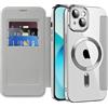 IMEIKONST Cover Magnetica per iPhone 13 con Scomparto per Carte, [Compatibile con MagSafe] [Blocco RFID] Custodia in Pelle PU Trasparente Case per iPhone 13. Grigio JDCX